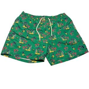 Polo Ralph Lauren Swimwear Mens Green Tropical Flamingo Swim Trunks Size XL